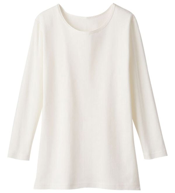 LAVIENNE（ラヴィエンヌ）の「＜カラフルコットン＞綿１００％クルーネックプルオーバー（８分袖）（肌着・インナーウェア）」｜詳細画像