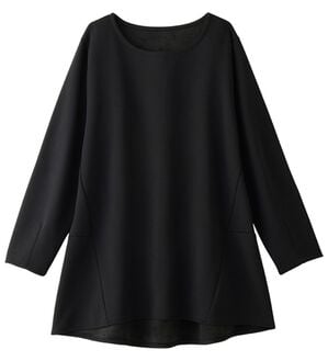 alotta（アロッタ）の「大人上品Ａラインシルエット裏起毛ブラウスチュニック（チュニック）」｜ブラック