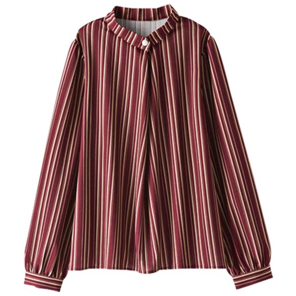 BELLUNA（ベルーナ）の「ラクに伸びる！パール使いプリントブラウス（ブラウス）」｜ボルドー／モカ