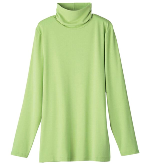 「うるおい椿オイル加工ぽかぽかハイネック（カットソー）」｜ピスタチオ