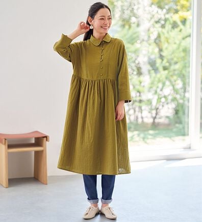 BELLUNA（ベルーナ）の「＜＆ｃｏｃｏｃｈｉ＞綿１００％ダブルガーゼ素材ゆったりワンピース（シャツワンピース）」
