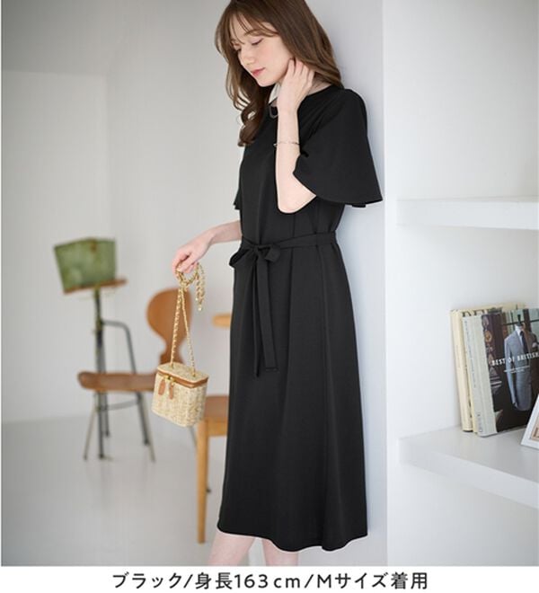 alotta（アロッタ）の「【4つの機能付】ひんやりフレア袖ベルト付ゆるワンピース（カットソーワンピース）」｜詳細画像