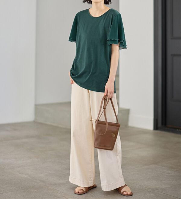 Viola e Viola（ヴィオラ エ ヴィオラ）の「【５つの機能付】袖シフォンゆるＴシャツ（Tシャツ）」｜詳細画像