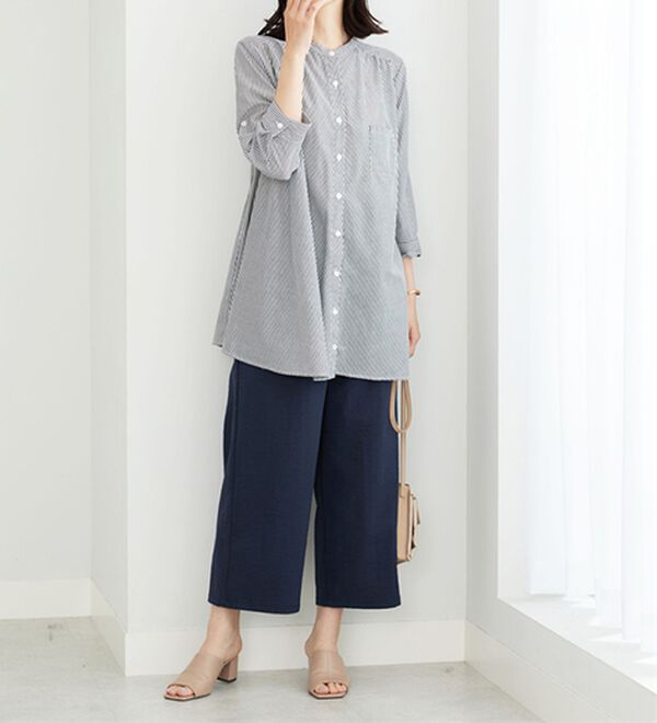 BELLUNA（ベルーナ）の「フランス綾ドレープ使いシャツチュニック（チュニック）」｜詳細画像