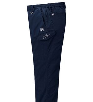 「＜フィラ＞裏フリースすっきりカーゴパンツ（メンズフルレングスパンツ）」｜ネイビー