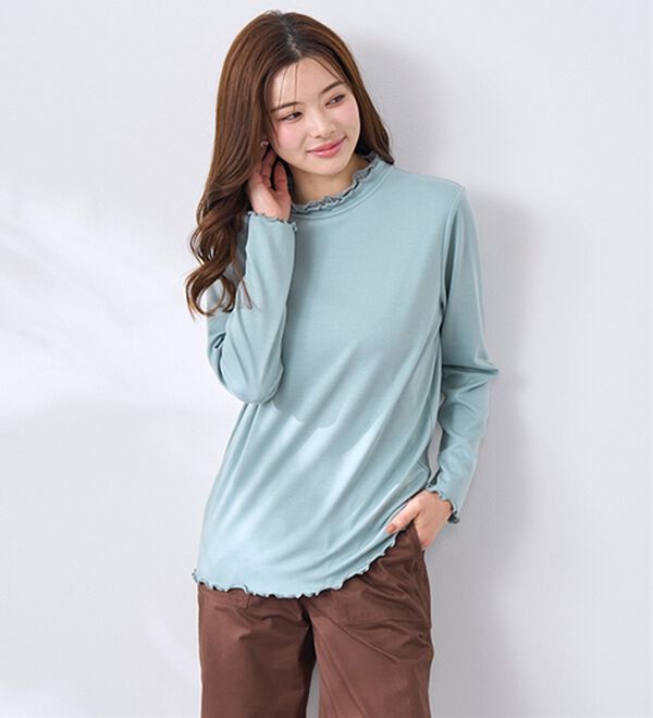 BELLUNA（ベルーナ）の「衿異素材ダブルメロープルオーバー（カットソー）」｜詳細画像