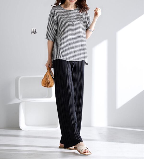 ルフラン（ルフラン）の「【３本組】レギンスより「ほっそり見せ」プリーツパンツ（フルレングスパンツ）」｜詳細画像