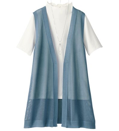 BELLUNA（ベルーナ）の「メッシュ編涼やかジレアンサンブル（ジレ）」