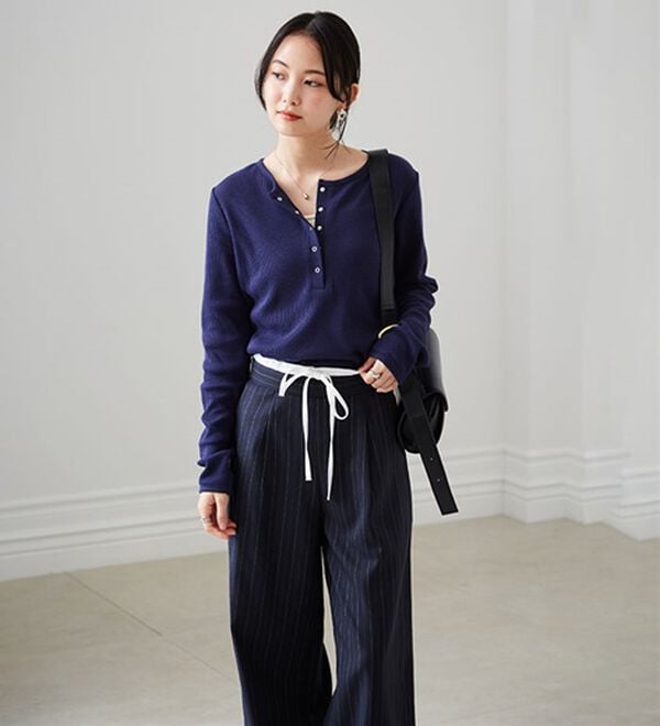 RANAN（ラナン）の「ヘンリーネックワッフルロンＴ（カットソー）」｜詳細画像