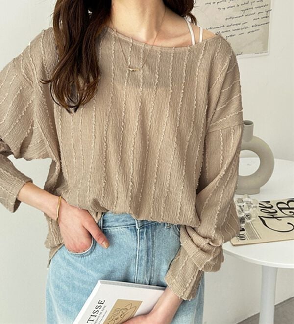 GeeRA（ジーラ）の「シャギージャカードボートネックカットソー（カットソー）」｜詳細画像