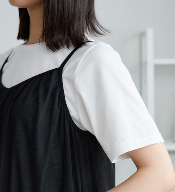 BELLUNA（ベルーナ）の「【2点セット】変形ギャザーデザインキャミアンサンブル（アンサンブル）」｜詳細画像