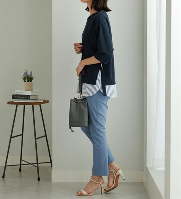 BELLUNA（ベルーナ）の「ラメストライプシャツフェイクチュニック（チュニック）」｜詳細画像