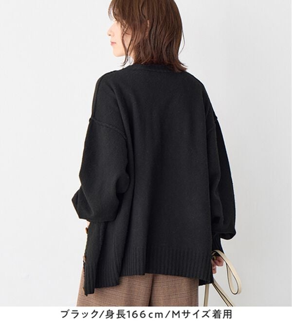 Viola e Viola（ヴィオラ エ ヴィオラ）の「洗えるもちもち　ミドル丈ニットカーデ（ニットカーディガン）」｜詳細画像