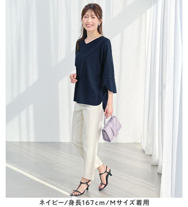 alotta（アロッタ）の「【接触冷感】着痩せが叶う！チューリップ袖ブラウスＴシャツ（ブラウス）」｜詳細画像