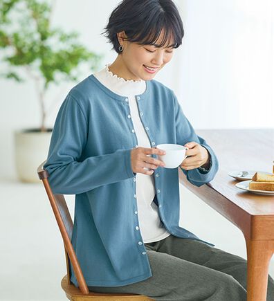 BELLUNA（ベルーナ）の「《ＨｕｇＲｅａｍコットン》ドットボタンニットカーディガン（ニットカーディガン）」