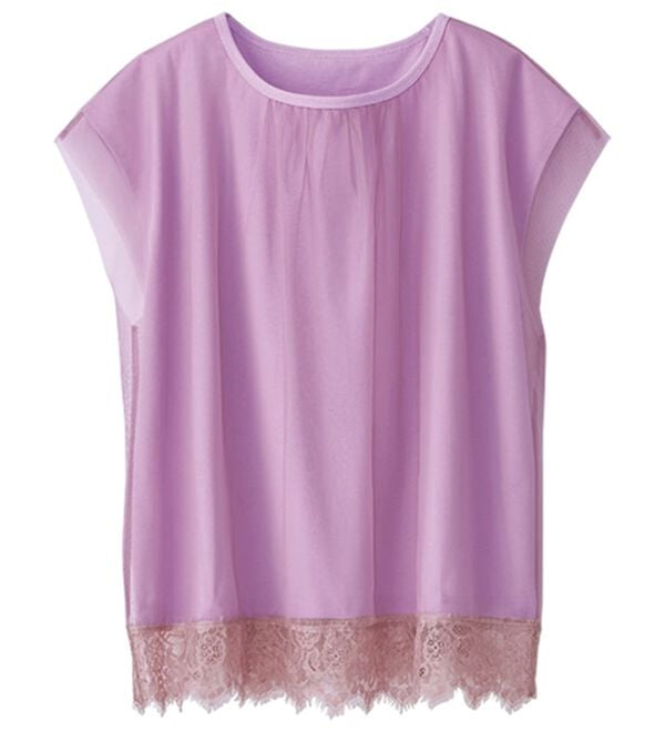 BELLUNA（ベルーナ）の「＜猛暑対策＞チュール重ね裾レースプルオーバー（チュニック）」｜詳細画像