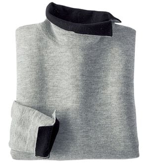 BELLUNA（ベルーナ）の「メリノウール１００％配色プルオーバー（ニット・セーター）」｜杢グレー