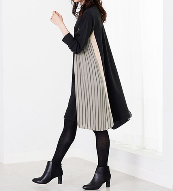 BELLUNA（ベルーナ）の「サイドプリーツ配色切替ワンピース（チュニックワンピース）」｜詳細画像