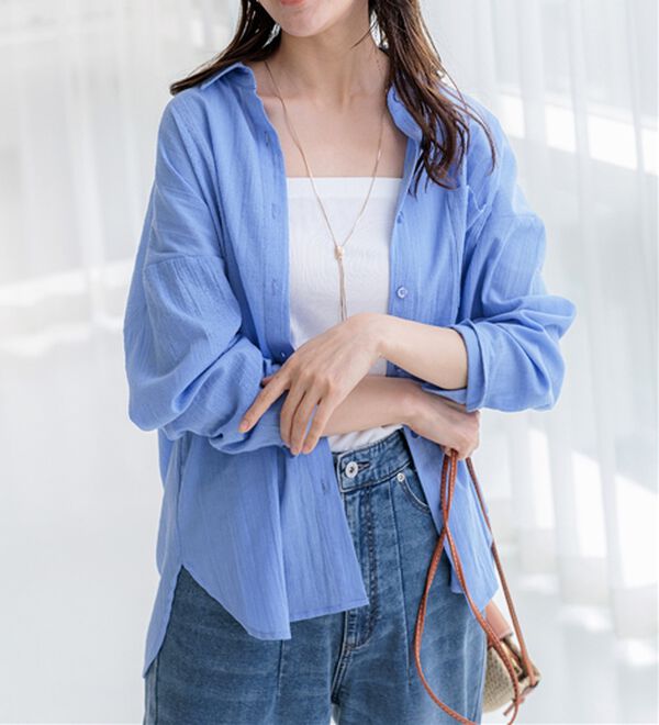 BELLUNA（ベルーナ）の「【快適Ｌａｂ．】360&deg;体型カバー！バックシャーリングシアーシャツ（シャツ）」｜詳細画像