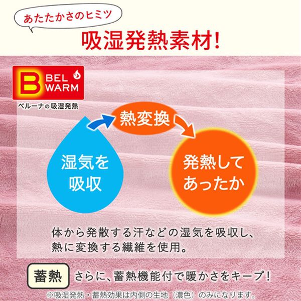 「あったかフランネルすっぽり毛布　吸湿発熱・蓄熱・保湿・抗菌防臭　＜ベルウォーム・ベルモイスト＞（毛布・ブランケット）」｜詳細画像