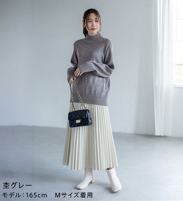 BELLUNA（ベルーナ）の「トレーナーがカジュアルすぎる方に！洗えるリブハイネックニット（ニット・セーター）」｜詳細画像