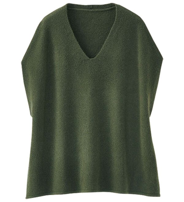 BELLUNA（ベルーナ）の「インナーに合わせるウール入りニットベスト（ベスト）」｜カーキ