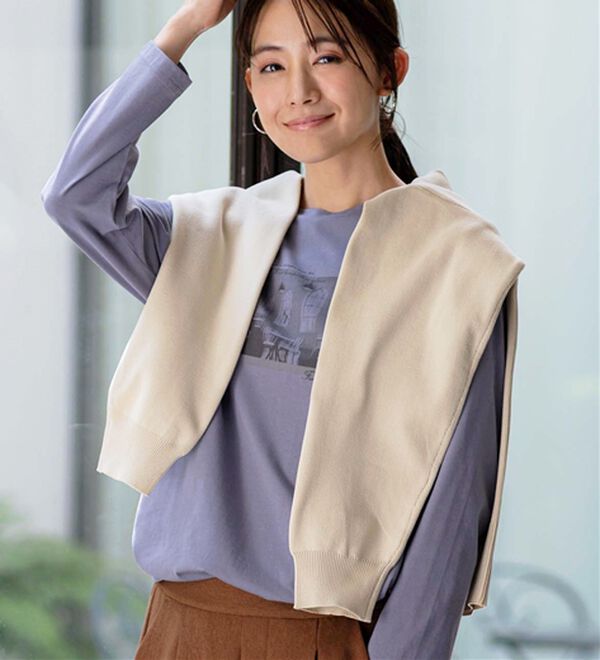 BELLUNA（ベルーナ）の「【着回しのミカタ！】綿100％大人顔サマ見えプリントロンT（カットソー）」｜詳細画像