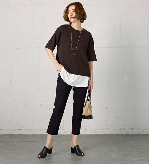 BELLUNA（ベルーナ）の「 【接触冷感】【選べる2丈】サラリ裏メッシュ美脚アンクルパンツ（フルレングスパンツ）」｜詳細画像