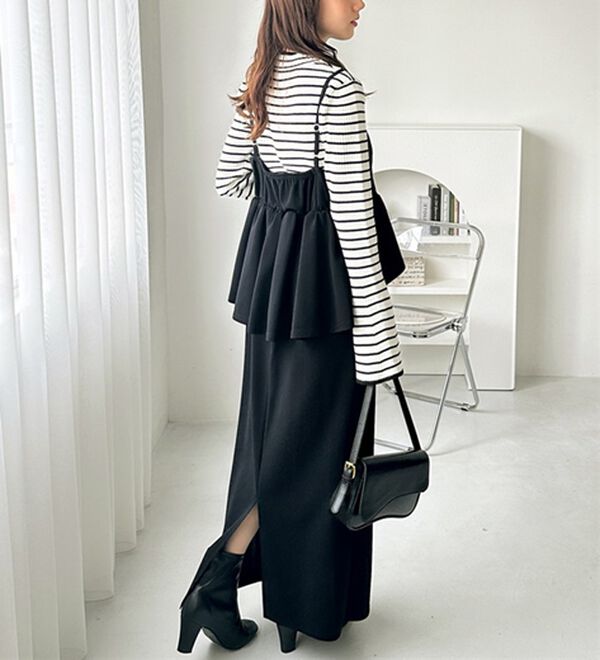 GeeRA（ジーラ）の「楽ちん！ペプラムキャミワンピース（カットソーワンピース）」｜詳細画像