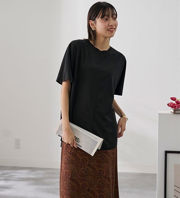 BELLUNA（ベルーナ）の「Ｔシャツ感覚なのにきちんとブラウス見え！カットジョーゼット半袖プルオーバー（カットソー）」｜詳細画像