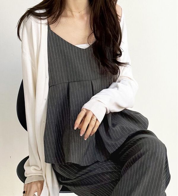 GeeRA（ジーラ）の「セットアップ風プリーツビスチェキャミサロペ（オールインワン）」｜詳細画像