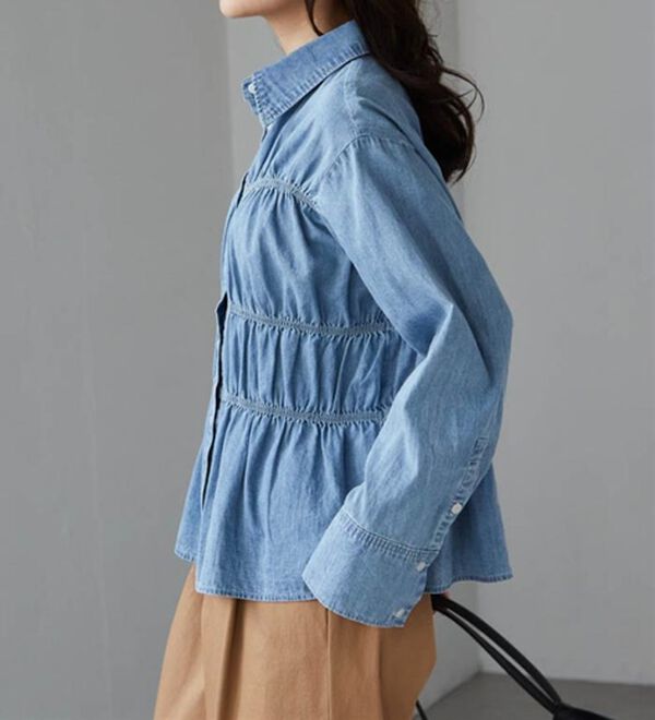 RANAN（ラナン）の「ライトデニムシャーリングデザインシャツブルー（シャツ）」｜詳細画像