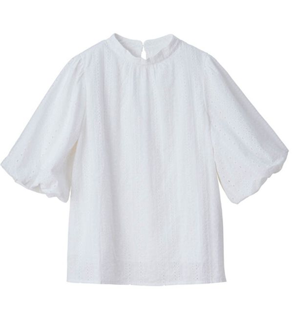 RANAN（ラナン）の「ひんやり！綿１００％ボリューム袖レースブラウス（ブラウス）」｜詳細画像