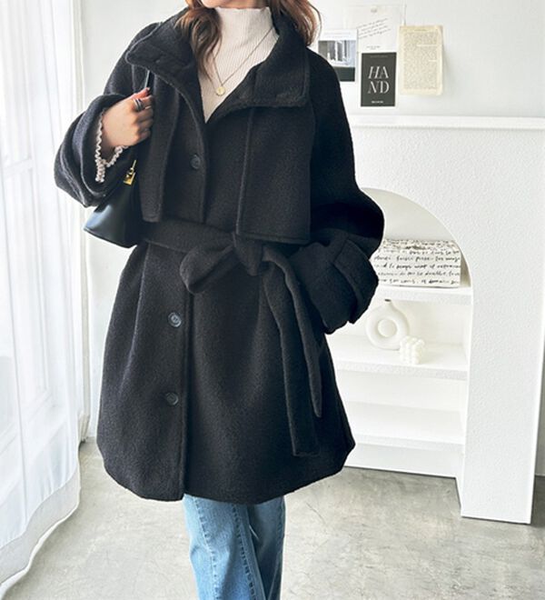 GeeRA（ジーラ）の「リングウールライクスタンドカラーコート（ハーフコート）」｜詳細画像