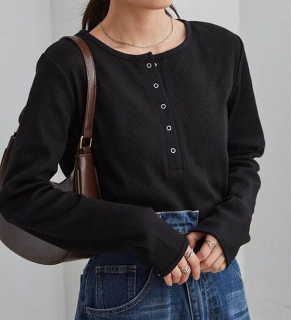 RANAN（ラナン）の「ヘンリーネックワッフルロンＴ（カットソー）」｜詳細画像