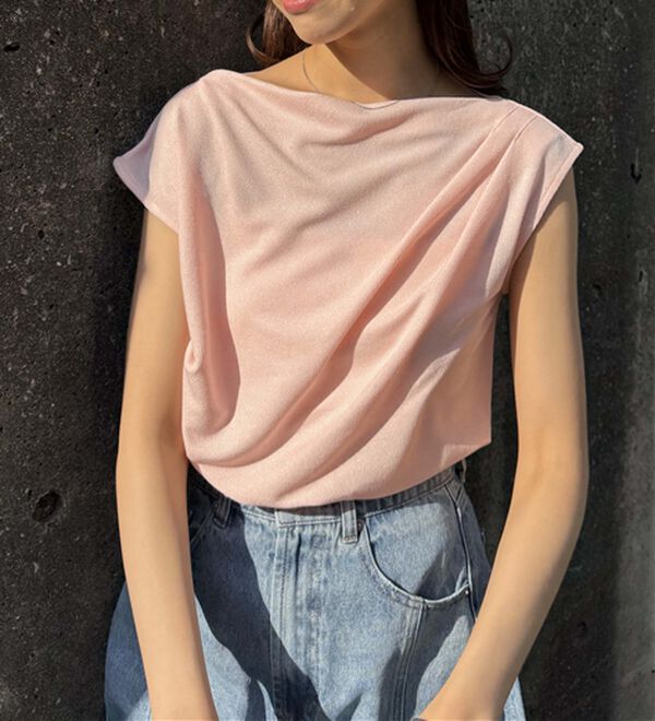 RANAN（ラナン）の「タックドレープフレンチスリーブＴ（Tシャツ）」｜詳細画像