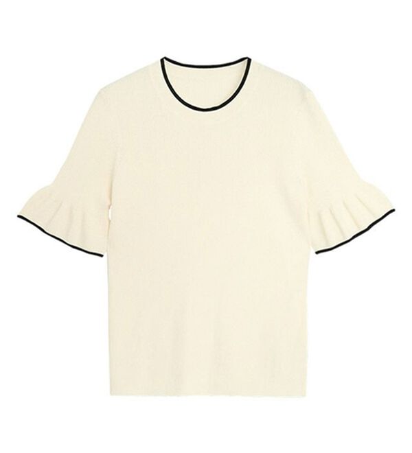 Pierrot（ピエロ）の「【接触冷感】配色デザインフレアニット（ニット・セーター）」｜詳細画像