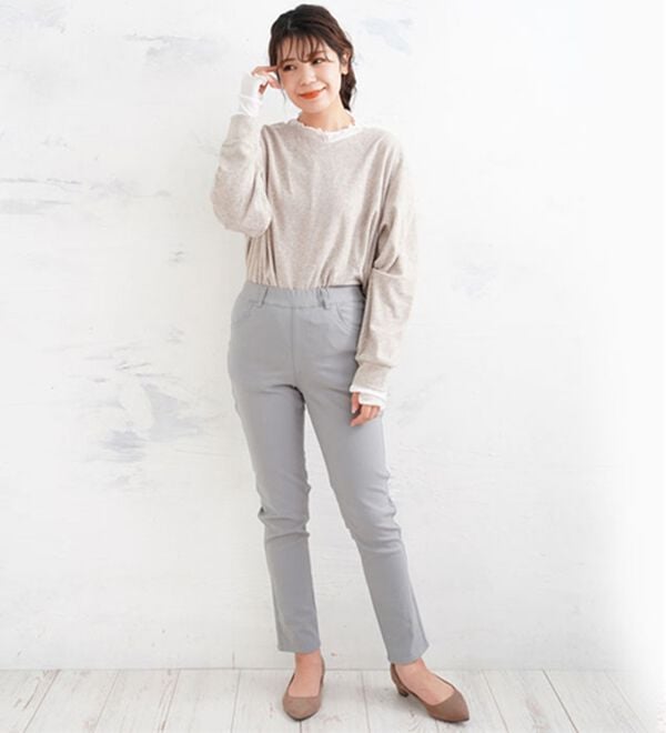 A HAPPY MARILYN（アハッピーマリリン）の「【Ｍ～８Ｌ】【選べる丈】のび～る ストレッチ ツイル 魔法の 美脚レギンスパンツ（スリム・スキニーパンツ）」｜詳細画像