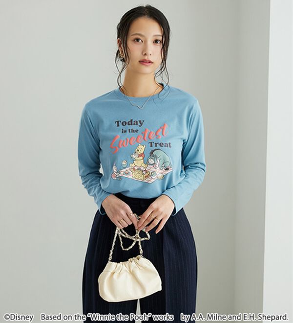 BELLUNA（ベルーナ）の「＜Ｄｉｓｎｅｙ>【プー】発砲プリント長袖Tシャツ（カットソー）」｜スカイブルー
