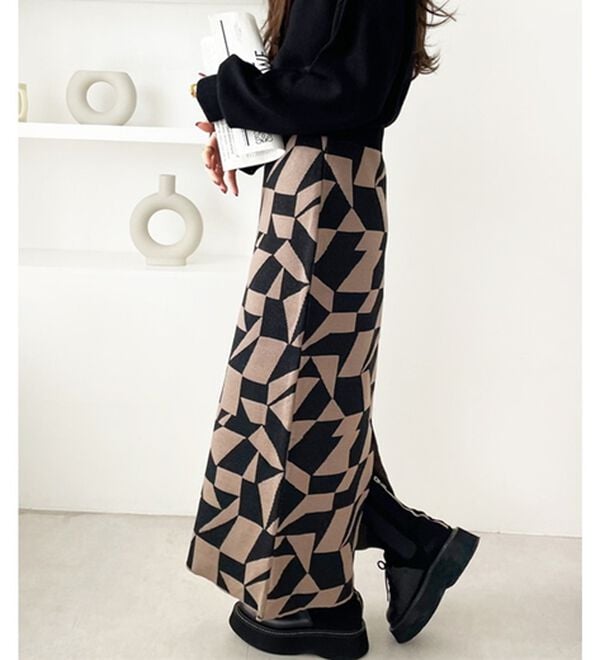 GeeRA（ジーラ）の「ジャカードニットナロースカート（ロングスカート）」｜詳細画像