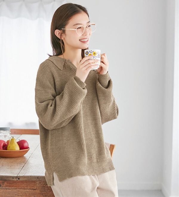 ポロ衿付きゆるニット - ベルーナ【公式】