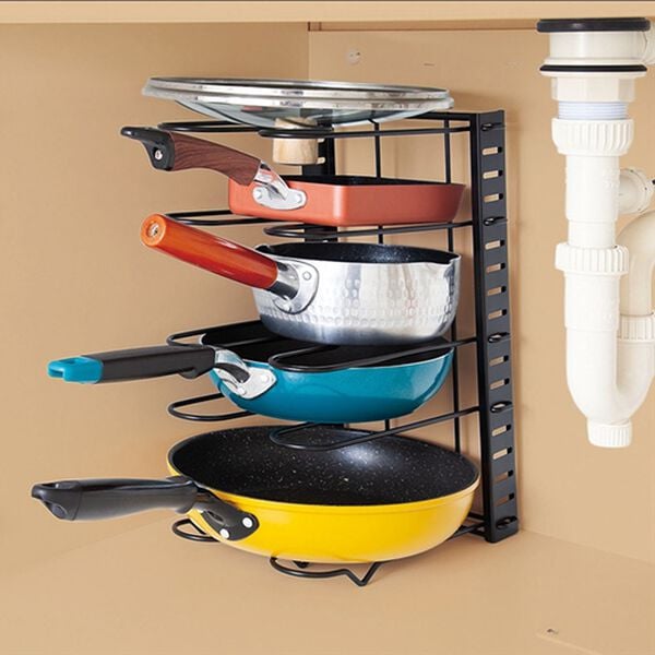 「縦横使えるフライパンスタンド（キッチン整理用品）」｜詳細画像