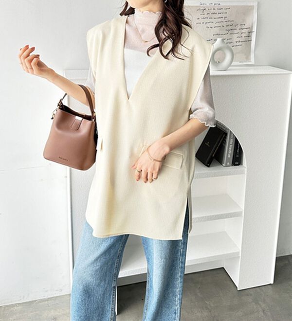 GeeRA（ジーラ）の「リネンライクスラブプルオーバーベスト（ベスト）」｜詳細画像