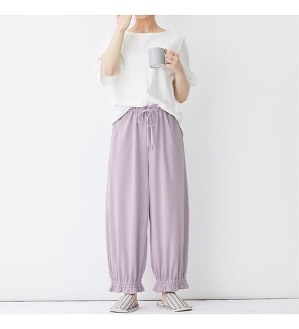 Viola e Viola（ヴィオラ エ ヴィオラ）の「やわらかパイル裾フリルゆるパンツ（その他パンツ）」｜詳細画像