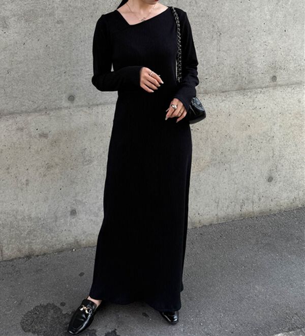 アシメネックリブワンピース - ベルーナ【公式】