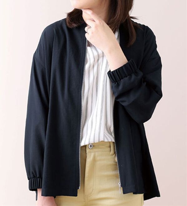 BELLUNA（ベルーナ）の「ビンテージ素材ジッパージャケット（その他ジャケット）」｜ネイビー