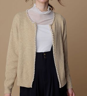 RANAN（ラナン）の「パール調ビジュー使いカーディガン（ニットカーディガン）」｜詳細画像