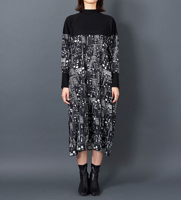 BELLUNA（ベルーナ）の「【Ｌａｇｒｉｌｕａ】ニット切替プリントワンピース（プリントワンピース）」｜詳細画像