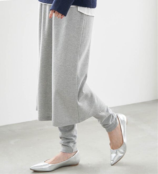RANAN（ラナン）の「レイヤードニットソースカートパンツ（フルレングスパンツ）」｜詳細画像