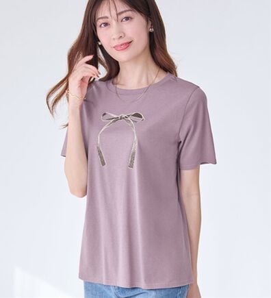 alotta（アロッタ）の「大人かわいいプリント綿混Ｔシャツ（Tシャツ）」